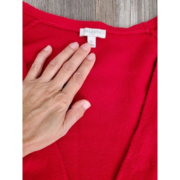 Talbots Factory Red Cotton Open Front Cardigan In XL - Picture 6 of 6